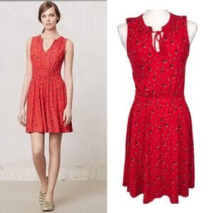 Anthropologie Leifnotes pleated skipper dress boat anchor print